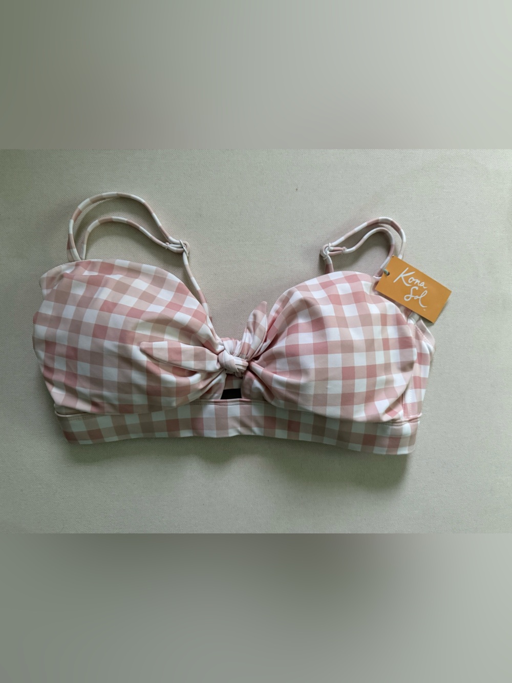 NWT Kona Sol Blush Pink Gingham Bandeau Top